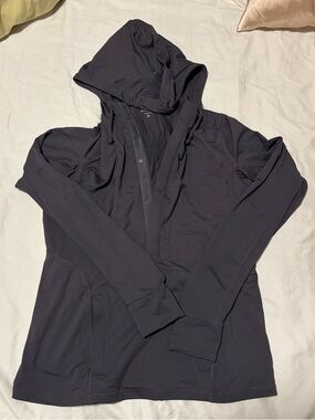 Athleta Gray Hood Long Sleeve Top